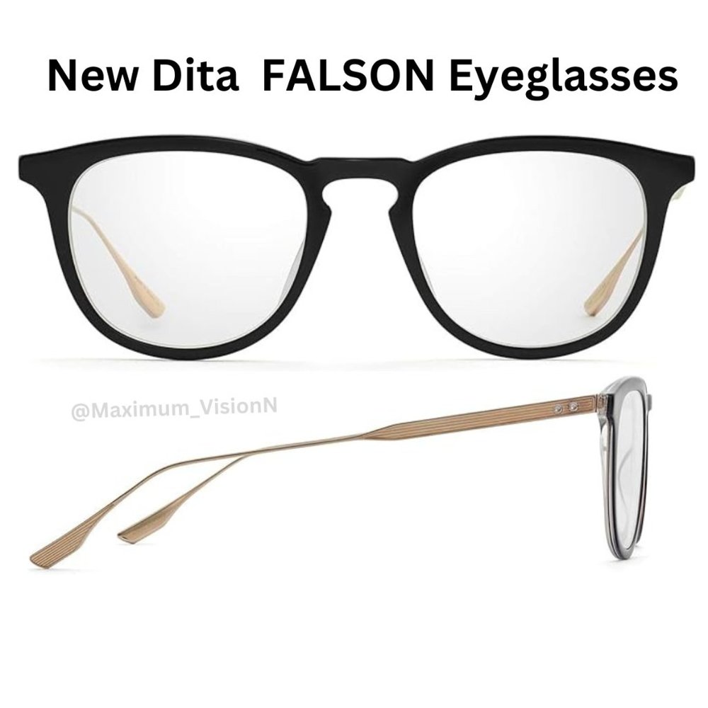 New Dita FALSON Eyeglasses frame Black ang gold & case Retail : $575+Tax